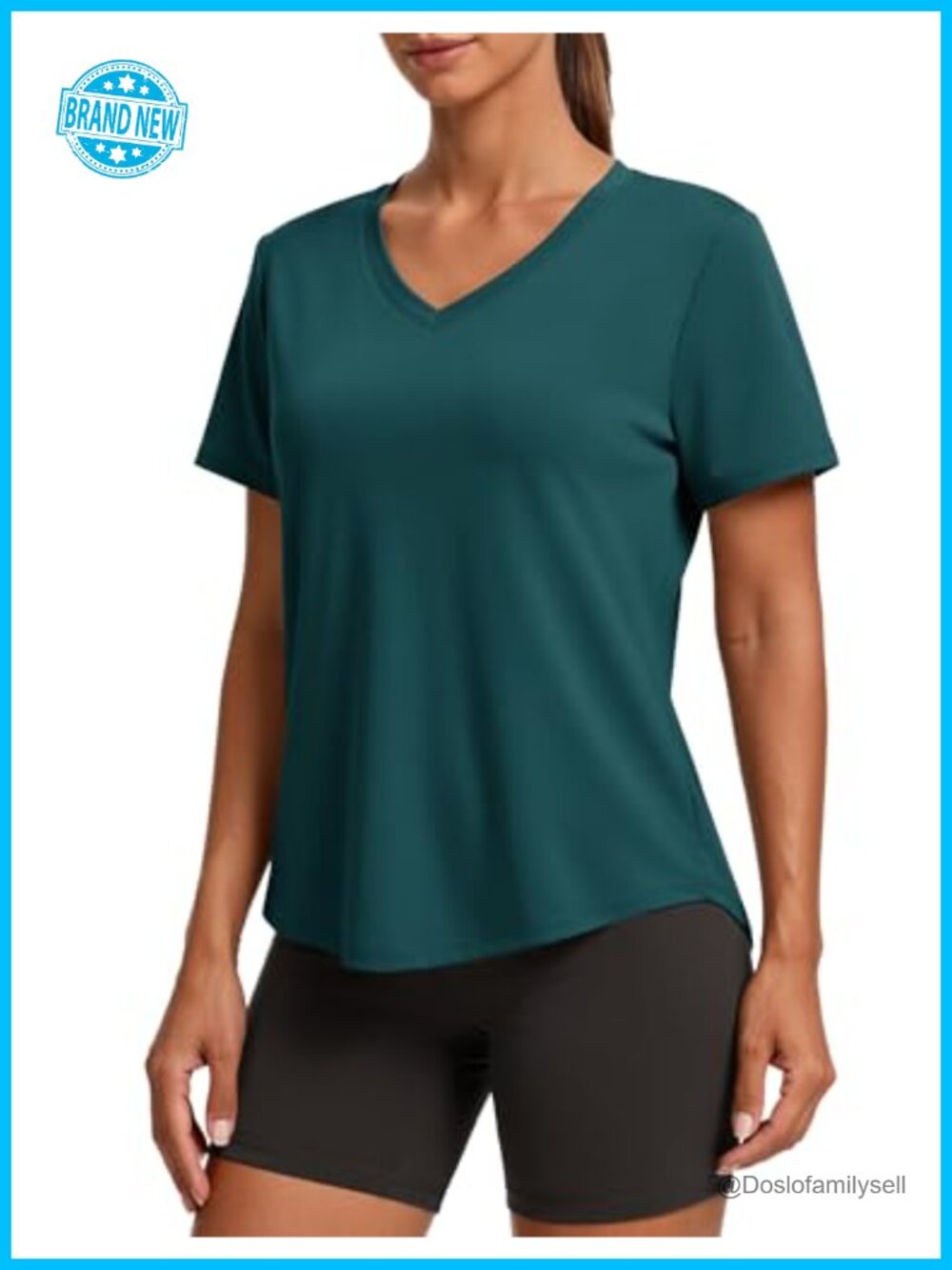 Soft UPF 50+ V-Neck Short Sleeve Workout Top Moisture Wicking Quick Dry